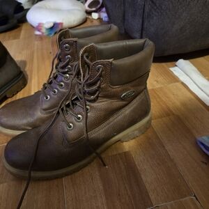 lug Brown Leather Lace-Up Ankle Boots